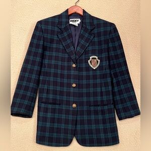 DKNY Black Watch Plaid Blazer, Size 4